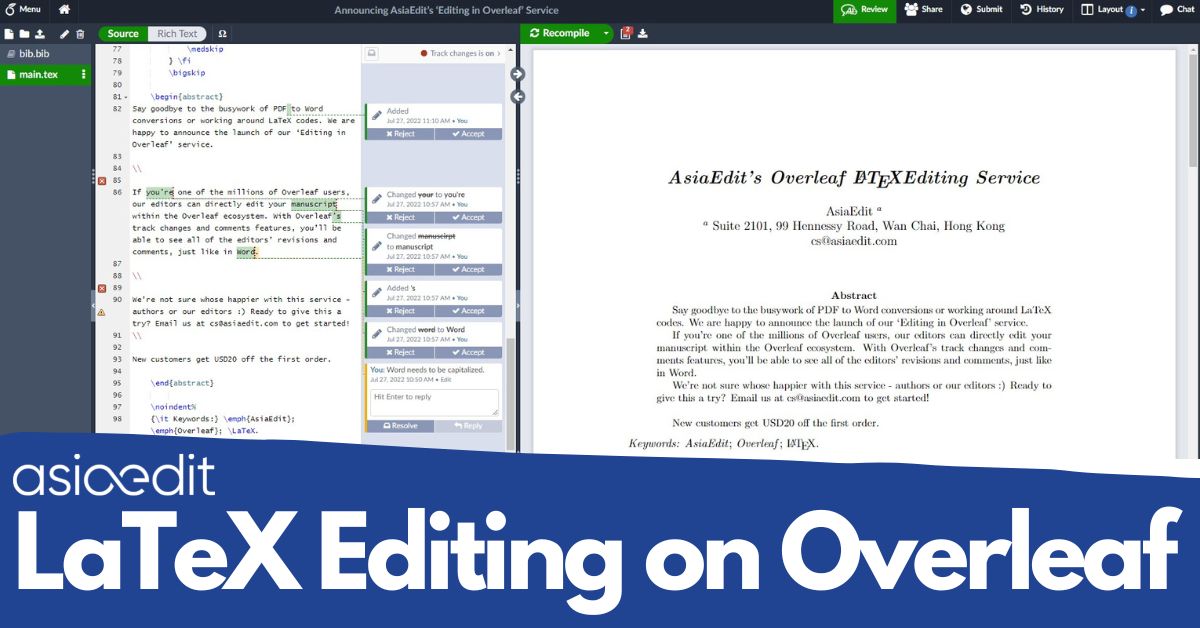 AsiaEdit’s Overleaf LaTex Editing Service